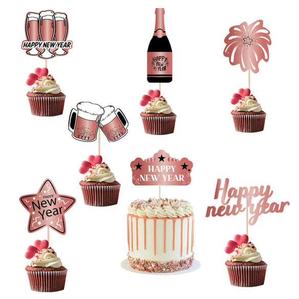 Rose Gold Foil Paper New Year Cake Card Bottle Cake Flag And Christmas Pendant Decoration Wholesale