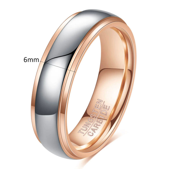 Rose Gold Geometric Curved Tungsten Steel Ring With Doublesided Electroplated Finish For Women And Men