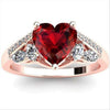Rose Gold Plated Geometric Metal Ring With Inlaid Ruby Preppy Style Unisex Fashion Jewelry