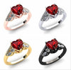 Rose Gold Plated Geometric Metal Ring With Inlaid Ruby Preppy Style Unisex Fashion Jewelry