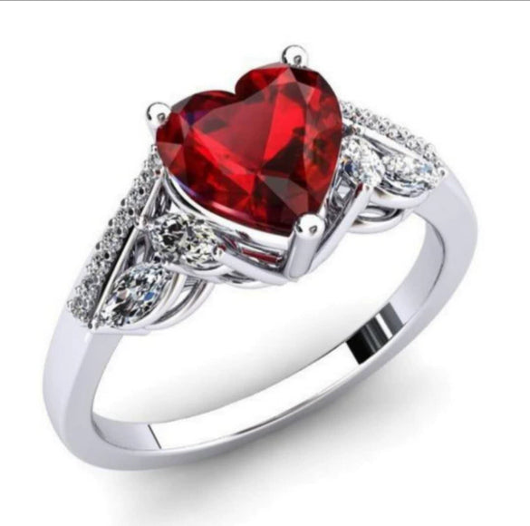 Rose Gold Plated Geometric Metal Ring With Inlaid Ruby Preppy Style Unisex Fashion Jewelry