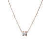 Rose Gold Plated Simple Four Claw Single Diamond Pendant Titanium Steel Ball Chain Necklace With Geometric Design For Women