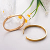Rose Gold Smooth Oval Titanium Steel Open Cuff Bracelet With Gold Inlaid Finish For Men And Women