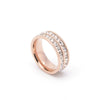 Rose Gold Stainless Steel Double Row Diamond Ring Geometric Fashion Jewelry Unisex Band