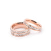 Rose Gold Stainless Steel Double Row Diamond Ring Geometric Fashion Jewelry Unisex Band