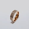 Rose Gold Stainless Steel Double Row Diamond Ring Geometric Fashion Jewelry Unisex Band