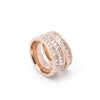 Rose Gold Stainless Steel Double Row Diamond Ring Geometric Fashion Jewelry Unisex Band