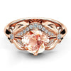 Rose Gold Tone Metal Flower Ring With Champagne Zircon Electroplated Fashion Jewelry For Women