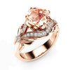 Rose Gold Tone Metal Flower Ring With Champagne Zircon Electroplated Fashion Jewelry For Women