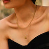 Rose Zircon Pendant Clavicle Necklace For Girls Light Luxury Style Stainless Steel Geometric Electroplating Jewelry