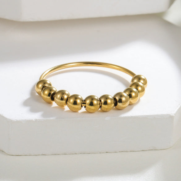 Rotatable Decompression Anxiety Bead Ring Stainless Steel Jewelry Electroplated Unisex