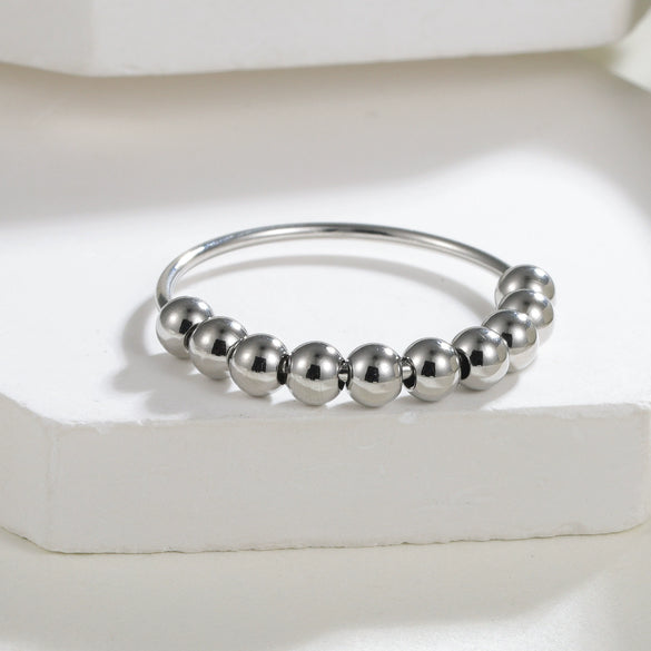 Rotatable Decompression Anxiety Bead Ring Stainless Steel Jewelry Electroplated Unisex