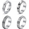 Rotatable Decompression Ring Titanium Steel Jewelry With Letters Numbers Text Electroplated For Couple