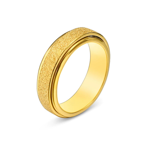 Rotatable Frosted Titanium Steel Geometric Ring Electroplated Unisex Decompression Finger Ring In Multicolor