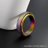 Rotatable Frosted Titanium Steel Geometric Ring Electroplated Unisex Decompression Finger Ring In Multicolor