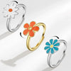 Rotatable Living Antianxiety Decompression Microinlaid Zircon Copper Ring For Women With Plant Flowers Style And Electroplating Design