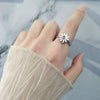 Rotatable Living Antianxiety Decompression Microinlaid Zircon Copper Ring For Women With Plant Flowers Style And Electroplating Design