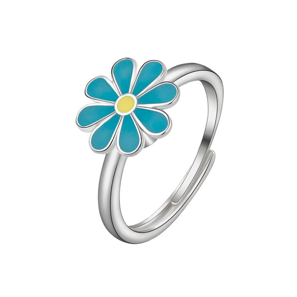 Rotatable Living Antianxiety Decompression Microinlaid Zircon Copper Ring For Women With Plant Flowers Style And Electroplating Design