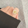 Rotatable Ring Copper Geometric Flowers Female Electroplated Fashion Light Luxury