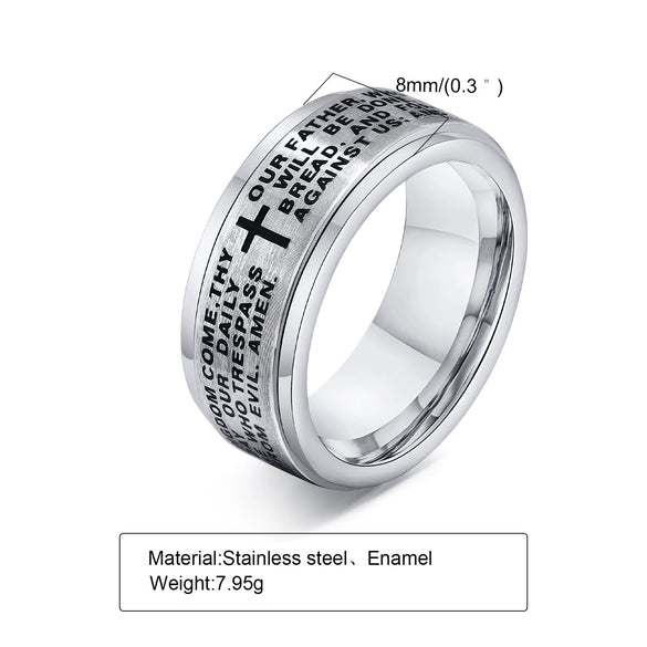 Rotatable Stainless Steel Men's Ring With Electroplating Fashion Style