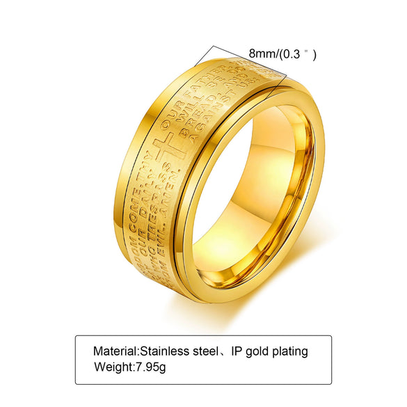 Rotatable Stainless Steel Men's Ring With Electroplating Fashion Style