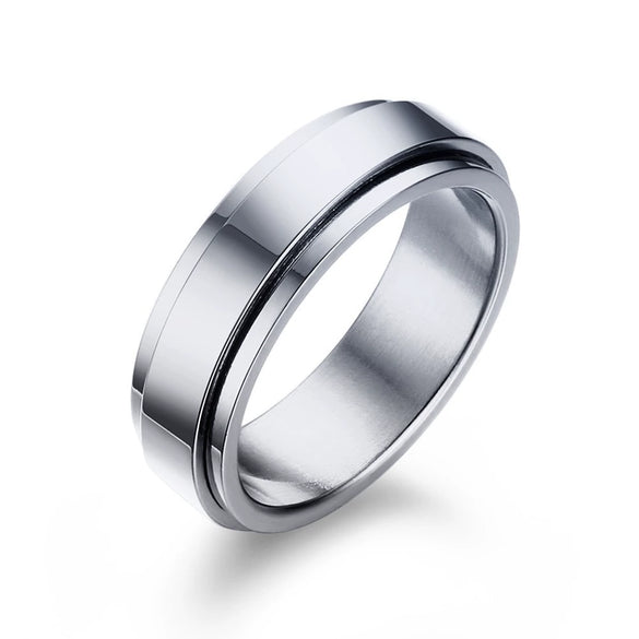 Rotatable Stainless Steel Unisex Ring With Geometric Style And Electroplating Treatment
