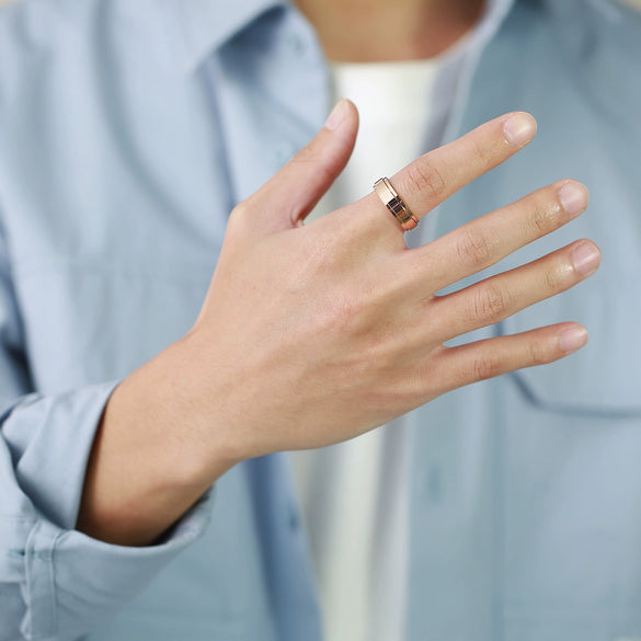 Rotatable Stainless Steel Unisex Ring With Geometric Style And Electroplating Treatment