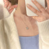 Rotatable Zircon Snowflake Titanium Steel Necklace With Mixed Gem Inlay And Geometric Design
