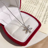 Rotatable Zircon Snowflake Titanium Steel Necklace With Mixed Gem Inlay And Geometric Design