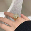 Rotating Adjustable Opening Anxiety Relief Fourleaf Clover Zircon Women's Copper Ring
