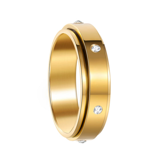 Rotating Decompression Ring Titanium Steel Geometric Electroplated Luxury Microinlaid For Women And Unisex