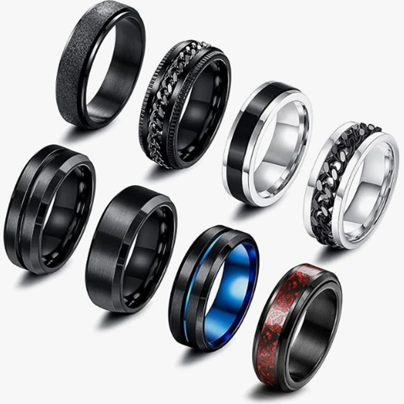 Rotating Decompression Ushaped Titanium Steel Ring Jewelry For Men And ...