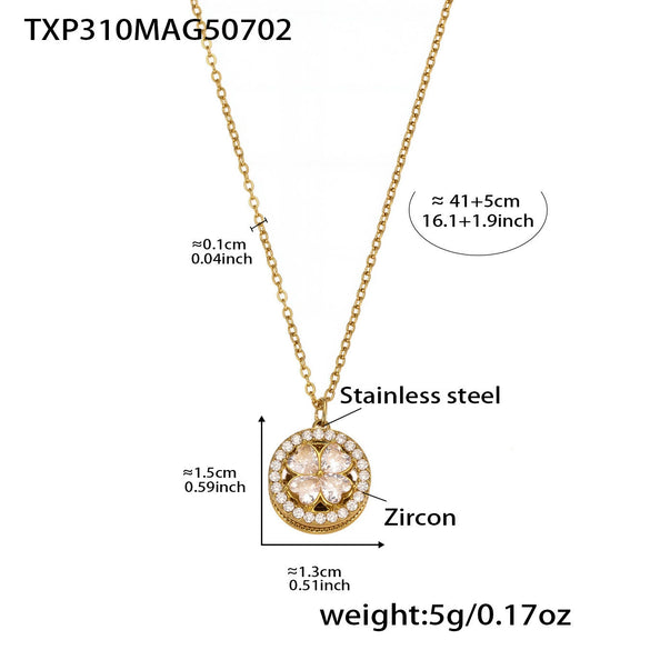 Rotating Flower Niche Fashion Elegant Women's Titanium Steel Necklace Earrings Ring Set With Electroplating