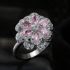 Rotating Jewelry Series S925 Sterling Silver Pink Flower Zircon Electroplated Geometric Diamond Ring For Women