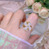 Rotating Moving Ring Flower Zircon Super Flash Ring Opening Color Retention Niche Design Fashion Hand Accessories Female Fashion