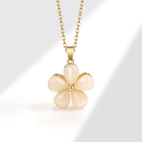 Rotating Ring And Necklace Suit Pearl Copper Geometric Plant Flowers Electroplated For Women