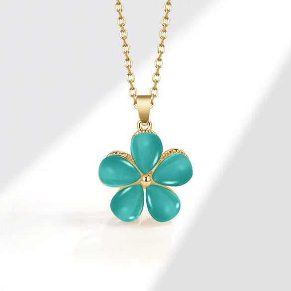 Rotating Ring And Necklace Suit Pearl Copper Geometric Plant Flowers Electroplated For Women