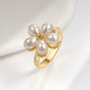 Rotating Ring And Necklace Suit Pearl Copper Geometric Plant Flowers Electroplated For Women