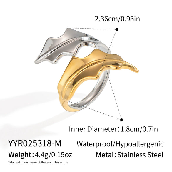 Rotating Seaweed Design Geometric Stainless Steel Electroplated Ring For Girls Non Fading Light Luxury Casual Hand Jewelry