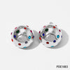 Round Ball Round Stud Earrings In Titanium Steel With Geometric Pattern And Electroplating