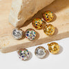 Round Ball Round Stud Earrings In Titanium Steel With Geometric Pattern And Electroplating