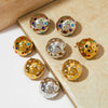 Round Ball Round Stud Earrings In Titanium Steel With Geometric Pattern And Electroplating