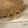 Round Bead Beaded Gold And Silver Color Matching Geometric Stainless Steel Earrings With Electroplating For Women
