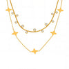 Round Bead Zircon Stacked Lucky Four Leaf Flower Small Clavicle Chain Light Luxury Necklace In Stainless Steel With Electroplating For Women