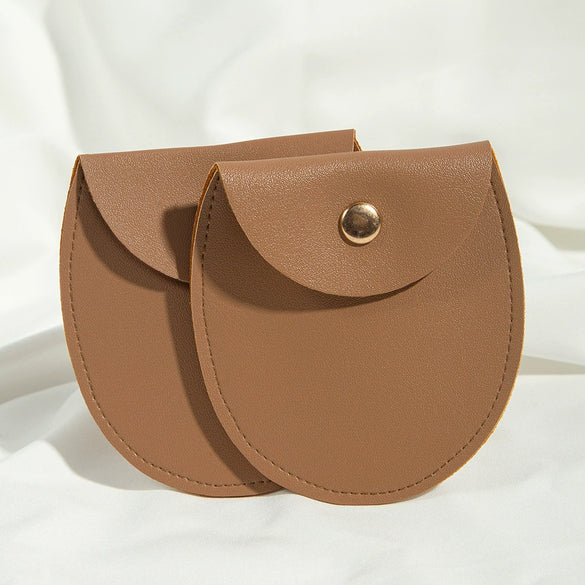 Round Bottom Pu Leather Snap Flip Bag For Jewelry Earrings Storage With Embossing