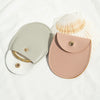 Round Bottom Pu Leather Snap Flip Bag For Jewelry Earrings Storage With Embossing