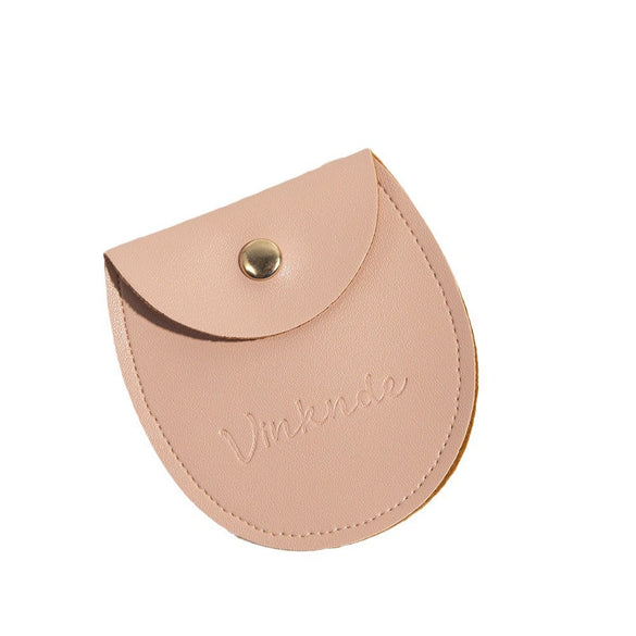 Round Bottom Pu Leather Snap Flip Bag For Jewelry Earrings Storage With Embossing