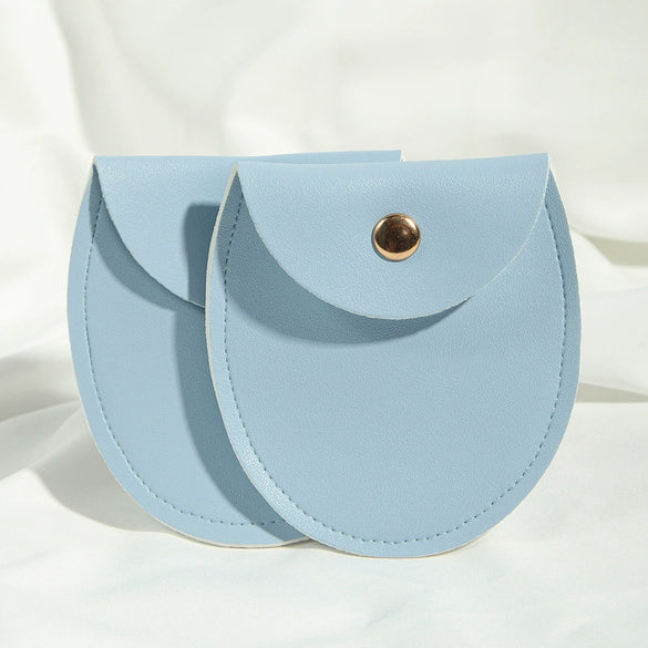 Round Bottom Pu Leather Snap Flip Bag For Jewelry Earrings Storage With Embossing