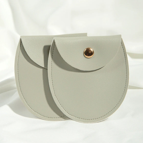 Round Bottom Pu Leather Snap Flip Bag For Jewelry Earrings Storage With Embossing
