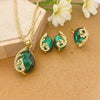 Round Chrysanthemum Four Leaf Clover Titanium Steel Jewelry Set With Gemstone Inlaid And Electroplated For Women